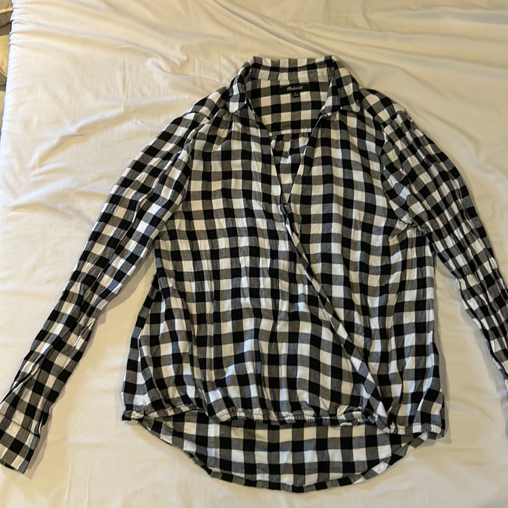 Madewell Buffalo Check Wrap Top